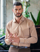 Stripe Mustard Tailored Smart Fit Shirt FS2767-1SF-14.5