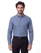 Ash Grey Plain Tailored Smart Fit Linen Shirt
