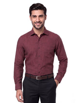 Maroon Plain Classic Fit Linen Shirt