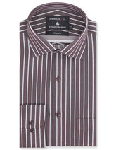 Stripe White/Brown Tailored Smart Fit Shirt FS2748SF-14.5