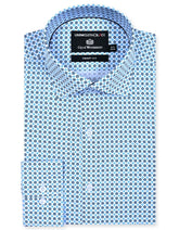 Printed Navy Tailored Smart Fit Shirt FS643-1SF-14.5