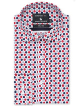 Printed Navy/Red Tailored Smart Fit Shirt FS645-1SF-14.5
