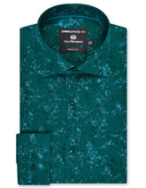 Printed Green Tailored Smart Fit Shirt FS755-1SF-14.5