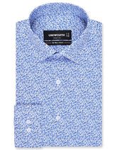Printed Royal Blue Tailored Smart Fit Shirt FS817SF-14.5