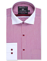 Stripe Maroon Classic Fit Shirt FS2872-2RF-14.5