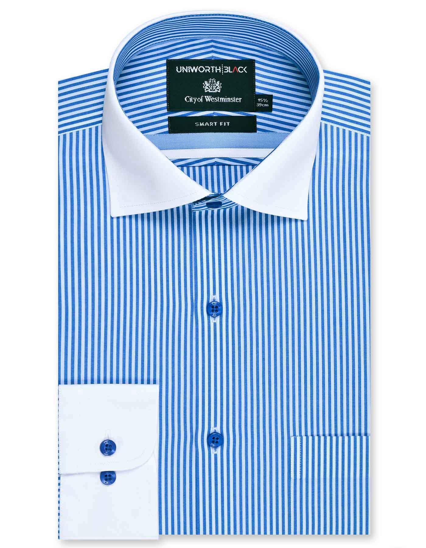 Stripe Blue Tailored Smart Fit Shirt FS2873-1SF-14.5