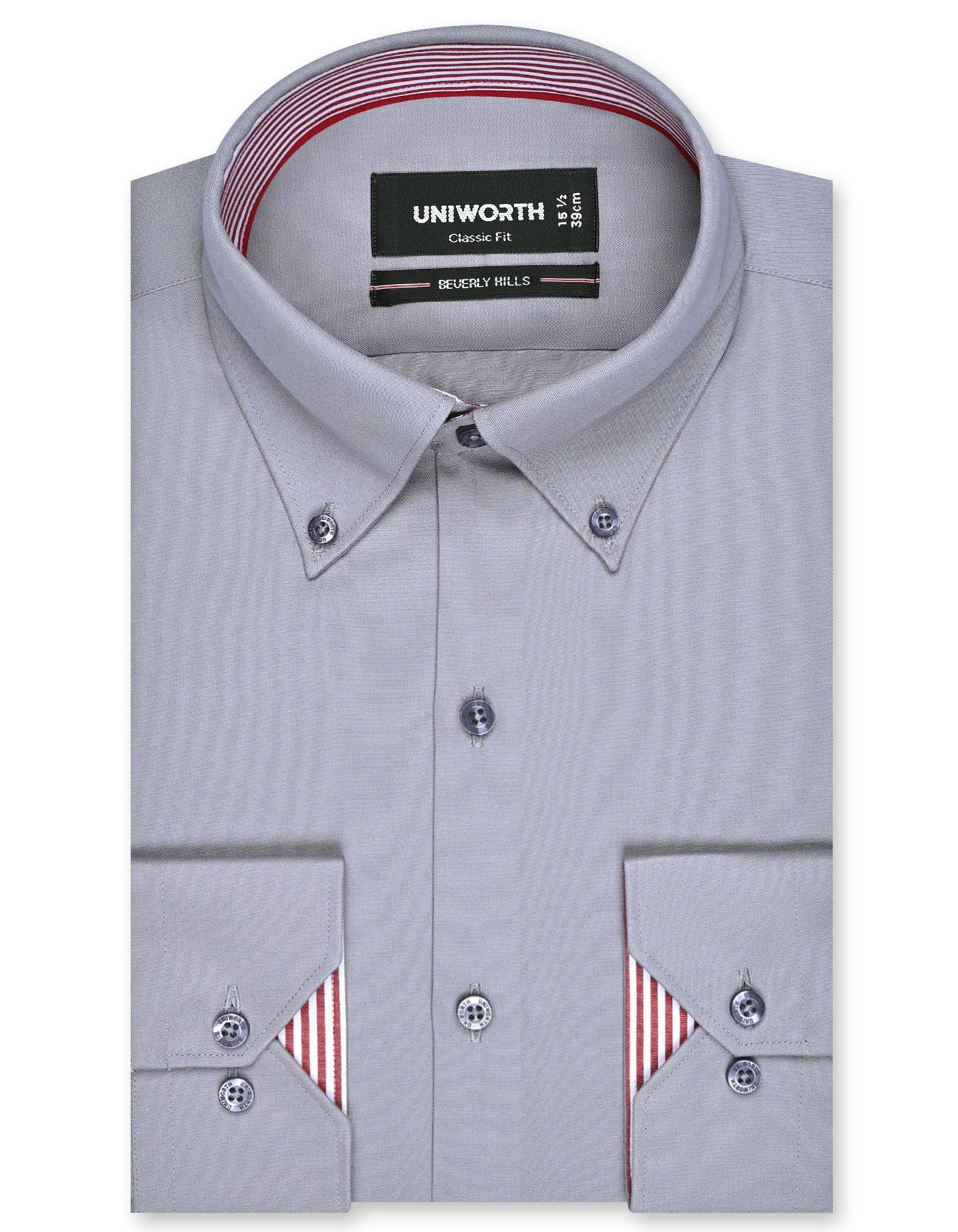 Plain Grey Classic Fit Shirt FS1409-2RF-14.5
