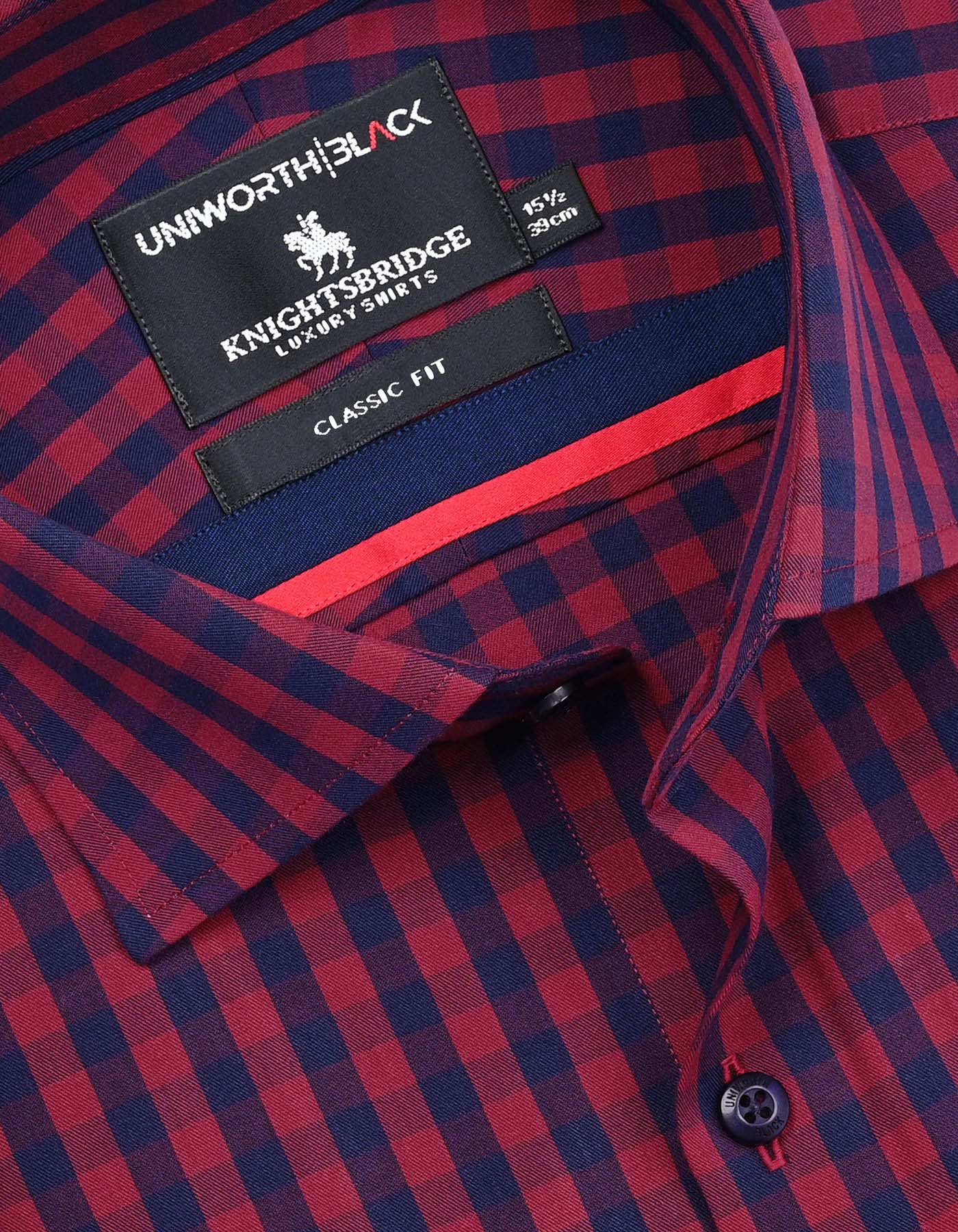 Check Maroon Classic Fit Shirt FS2952RH-15