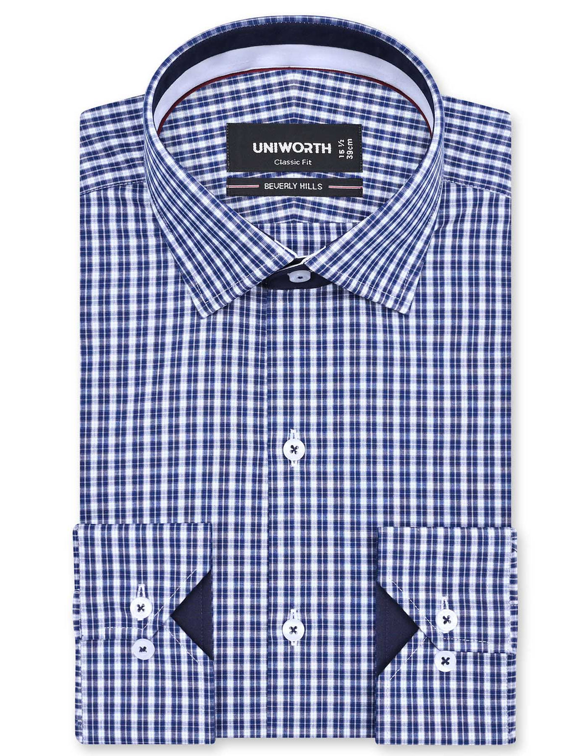Check Navy Classic Fit Shirt FS1167RF-14.5