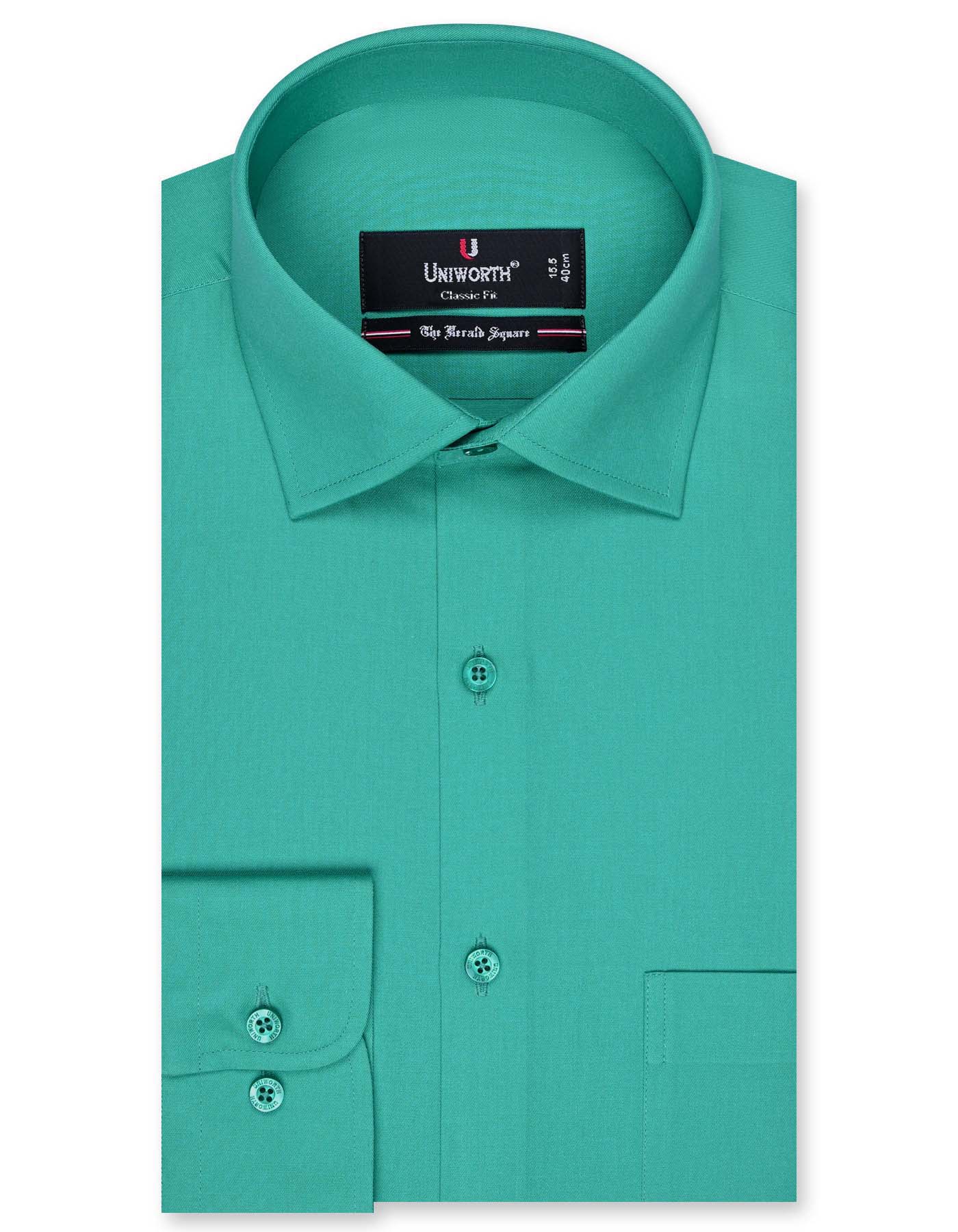 Plain Sea Green Classic Fit Shirt FS1334-1RF-14.5