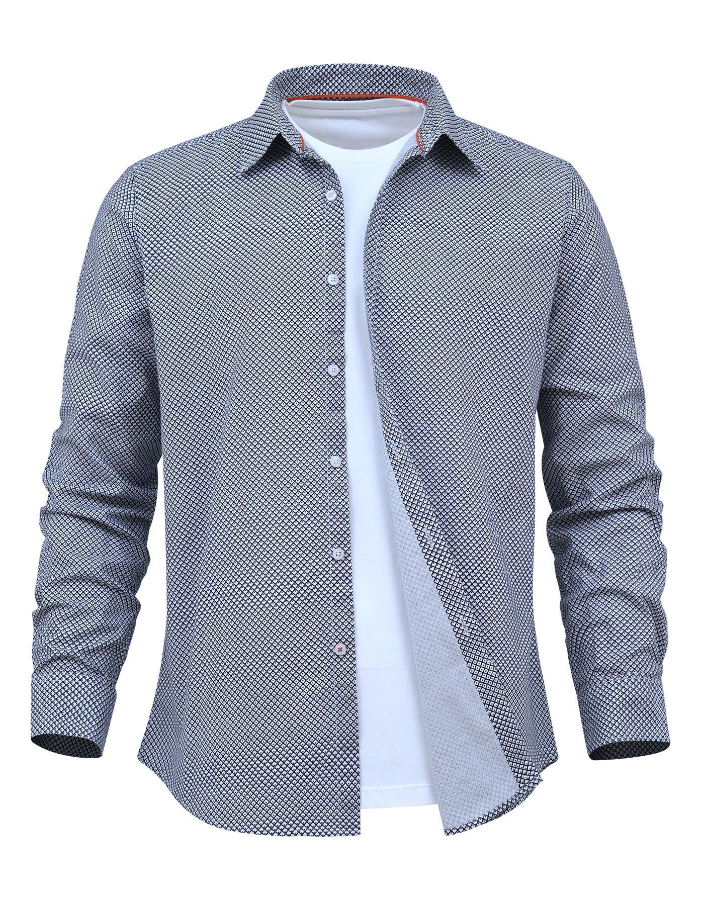 Blue Basic Geometric Casual Shirt CS2443R-L