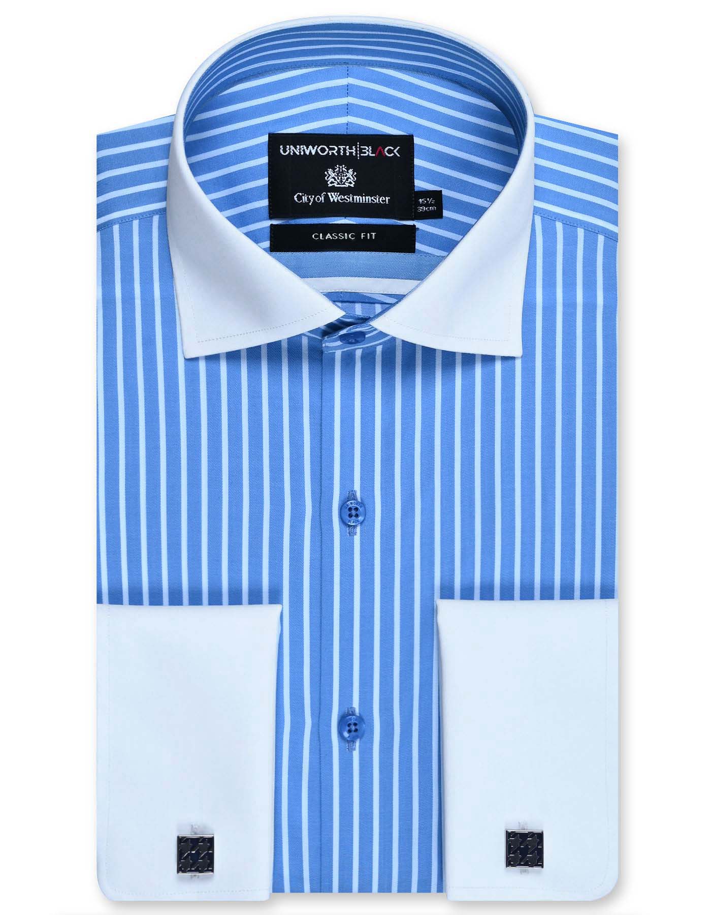 Stripe Blue Classic Fit Shirt FS2881-1RF-14.5