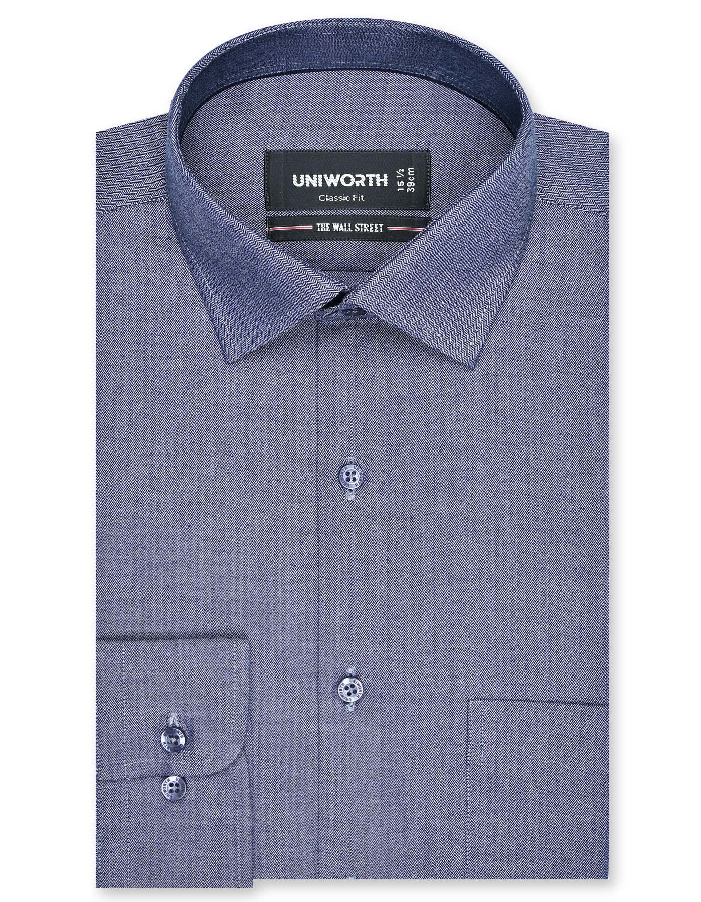 Self Navy Tailored Smart Fit Shirt FS20445SF-14.5