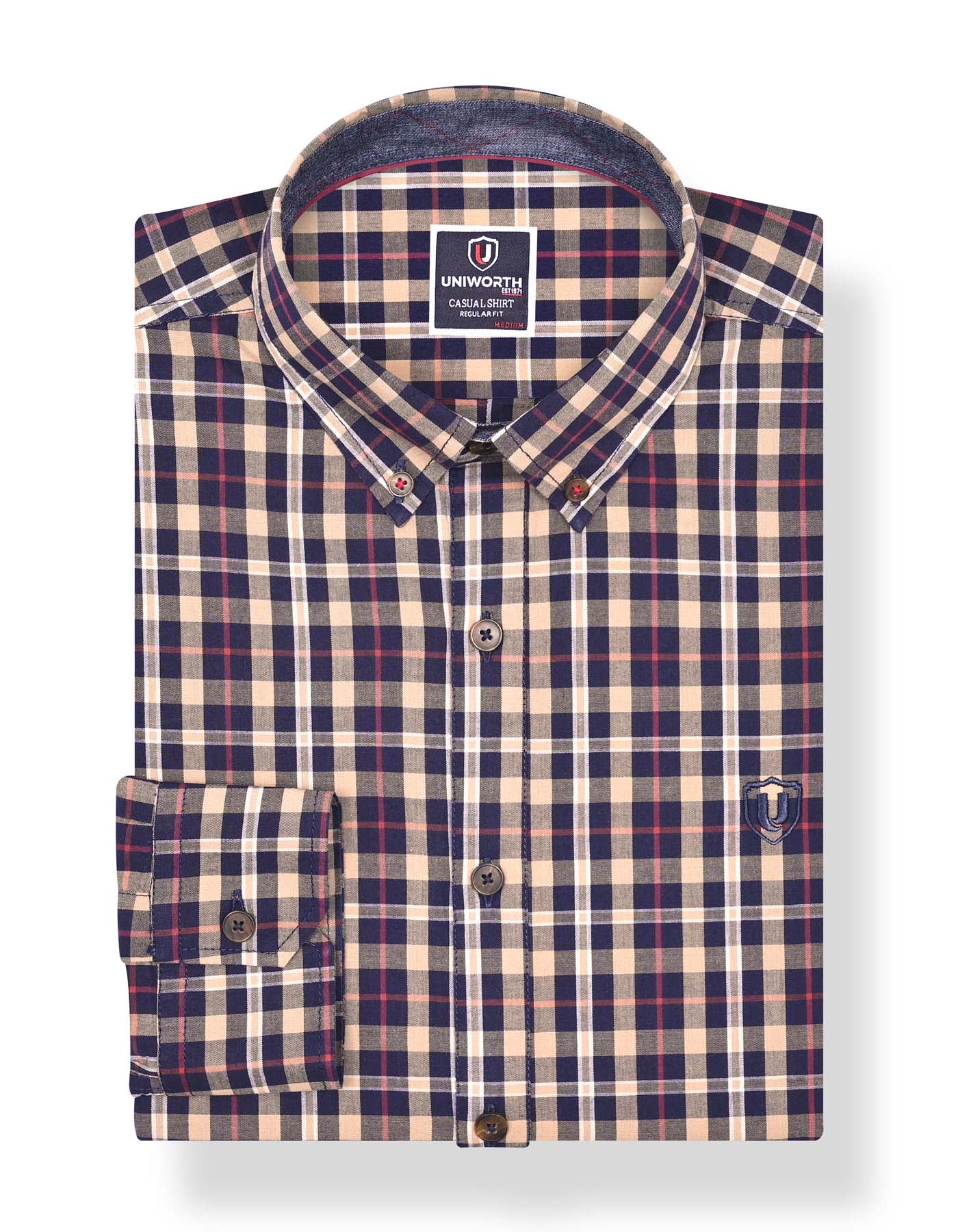 Navy Embriodery Check Casual Shirt CS2367-1R-S