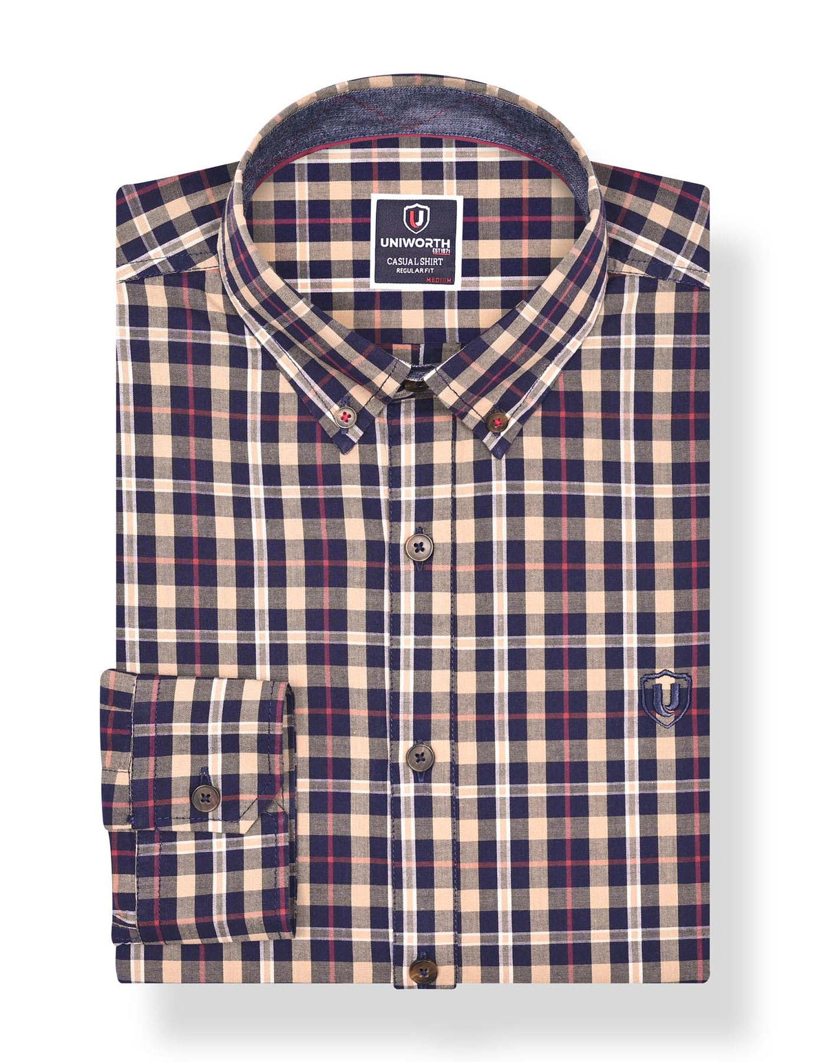 Navy Embriodery Check Casual Shirt CS2367-1R-S