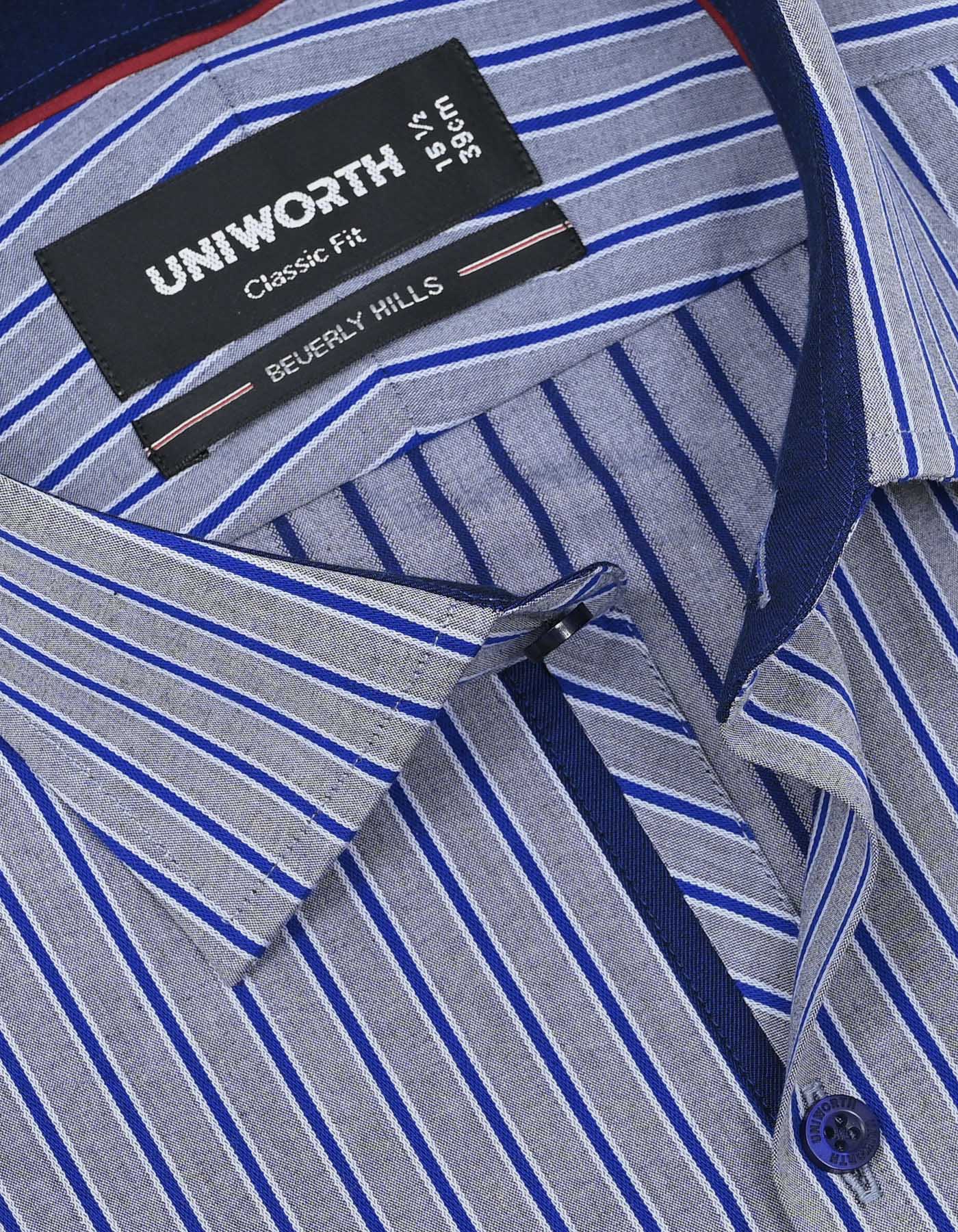 Stripe Royal Blue Classic Fit Shirt FS2774-1RF-15