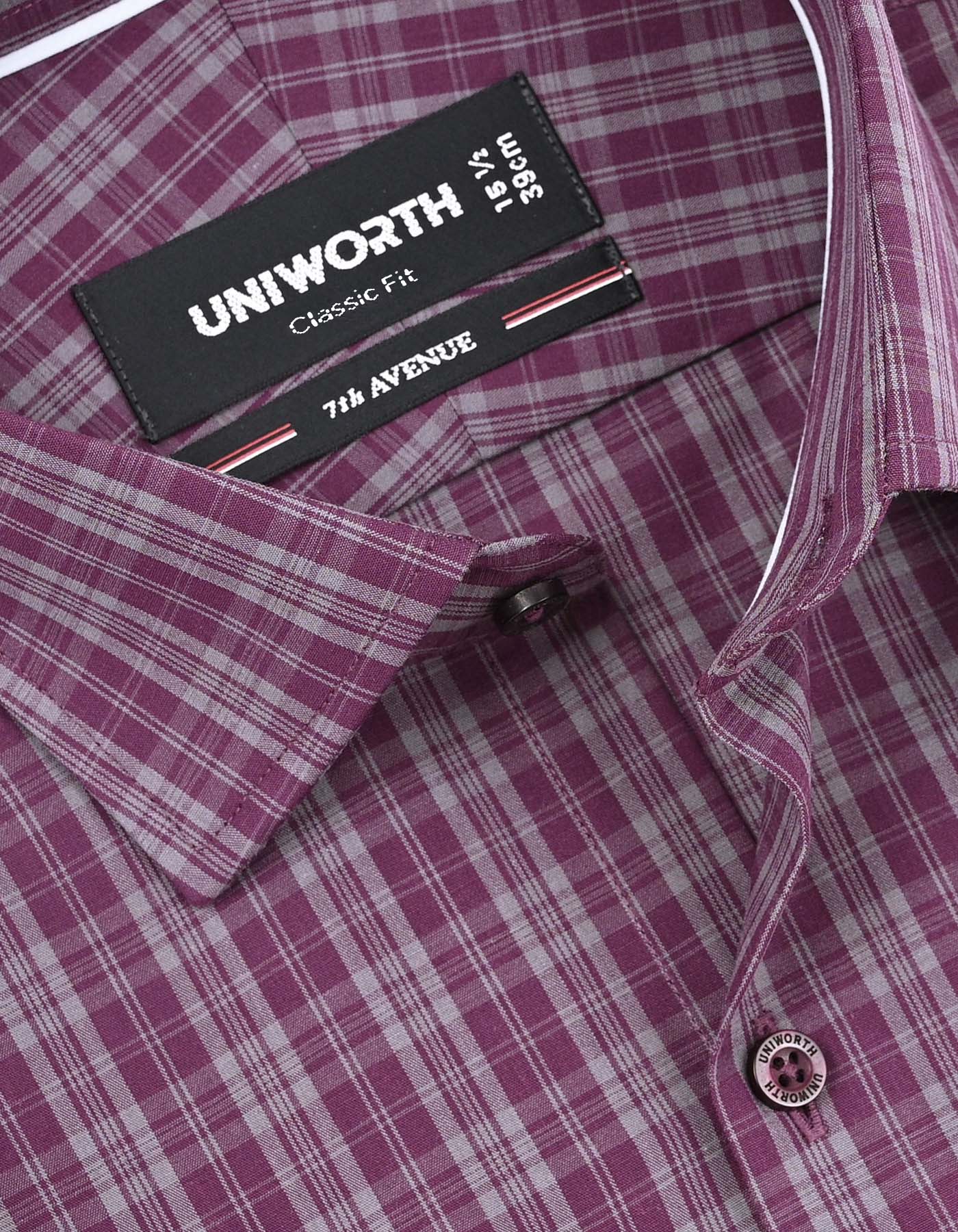 Check Maroon Classic Fit Shirt FS1160RF-15