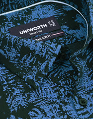 Printed M Blue Tailored Smart Fit Shirt FS829SF-15