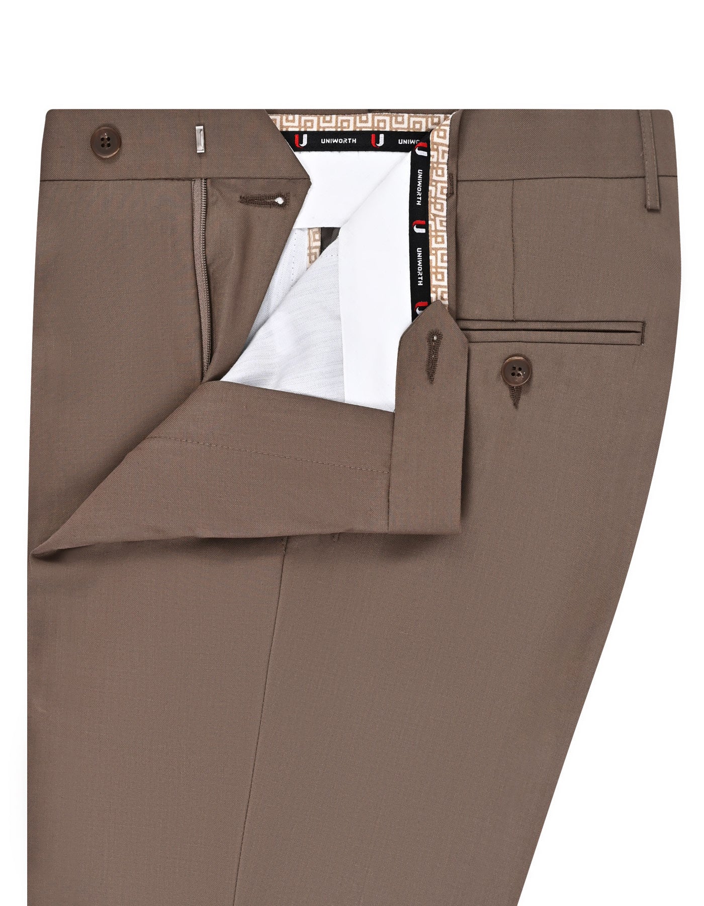 L Brown Plain Formal Trouser Tailored Smart Fit FT609-1S-32