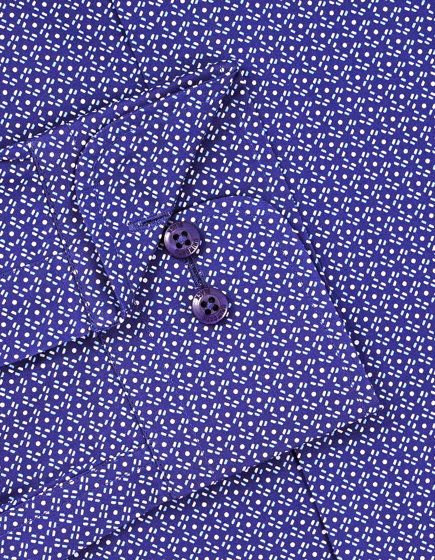 Printed D Blue Tailored Smart Fit Shirt FS868SF-15.5