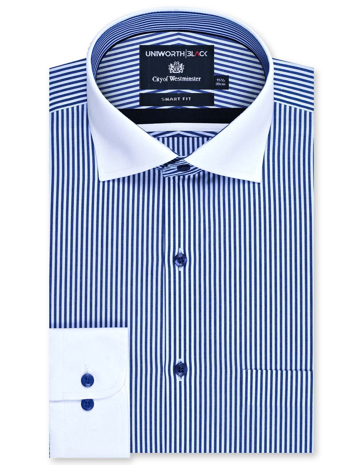 Stripe Navy Tailored Smart Fit Shirt FS2871-2SF-14.5