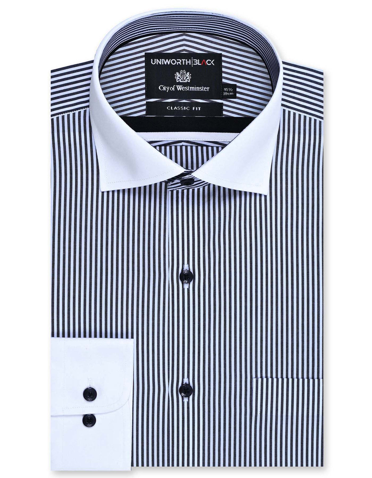 Stripe Black Classic Fit Shirt FS2874-1RF-14.5