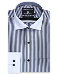 Stripe Black Classic Fit Shirt FS2874-1RF-14.5