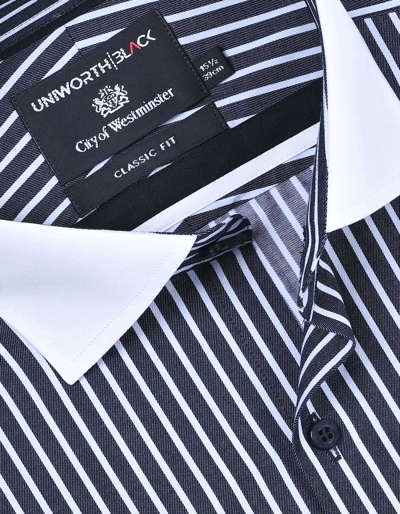 Stripe Black Classic Fit Shirt FS2882-2RF-15