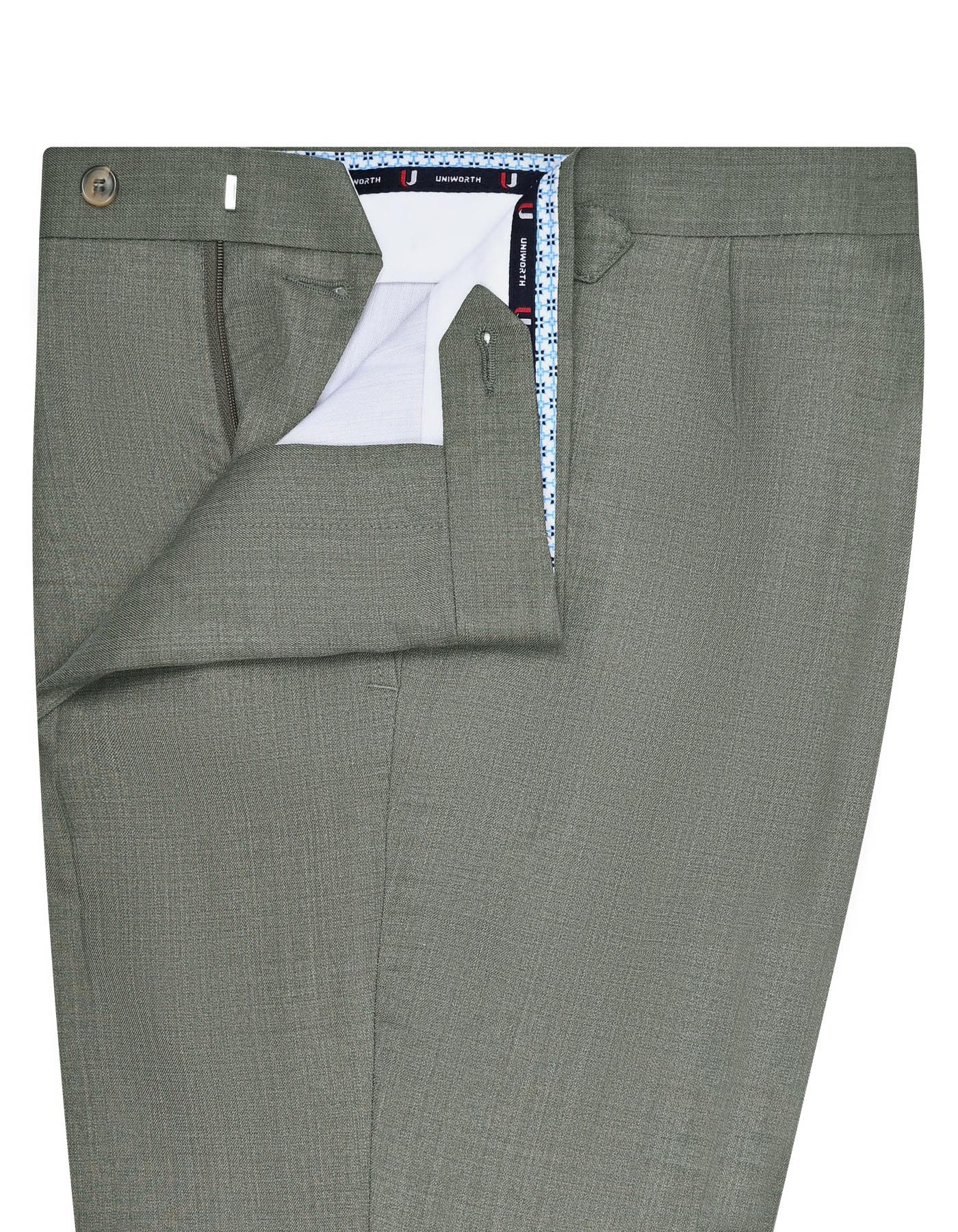 L Olive Plain Formal Trouser Tailored Smart Fit FT510S-36