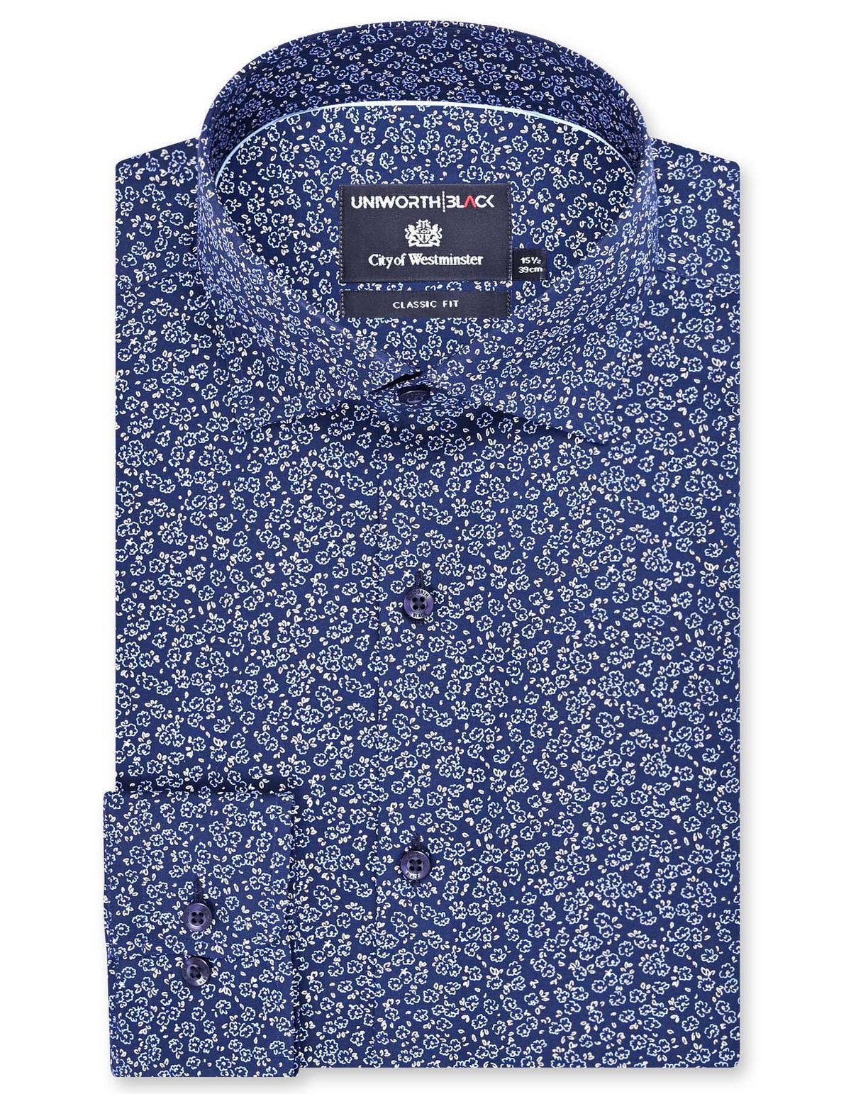 Printed Navy Classic Fit Shirt FS870-1RF-14.5