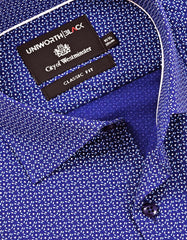 Printed D Blue Classic Fit Shirt FS868RF-15