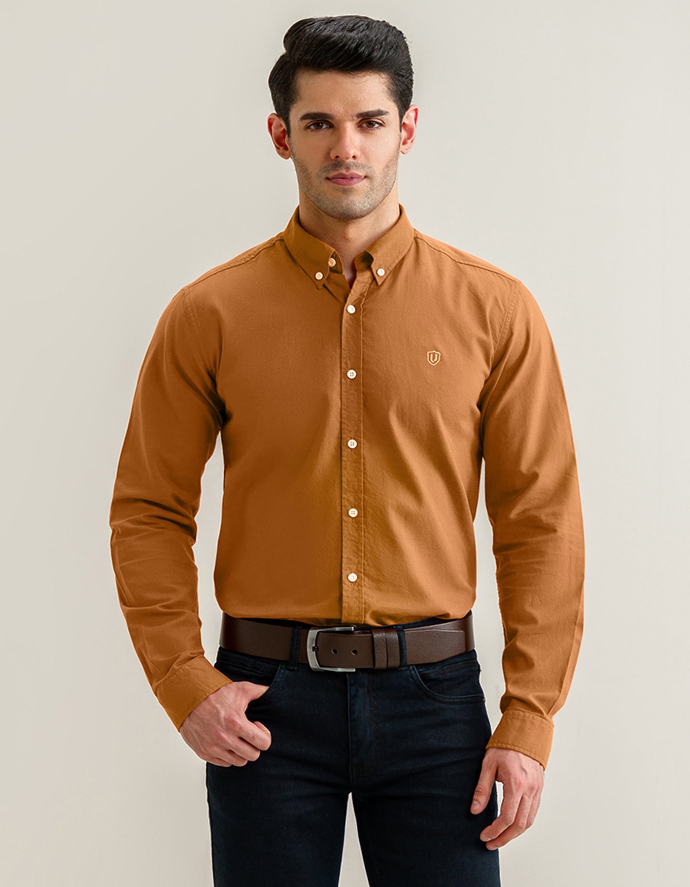 Rust Embriodery Plain Casual Shirt CS2416R-M