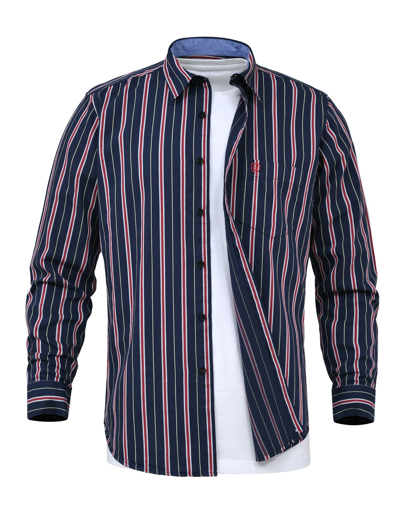 Blue Embriodery Stripe Casual Shirt CS2446R-XXL