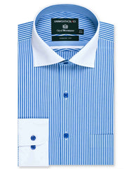 Stripe Blue Classic Fit Shirt FS2873-1RF-14.5