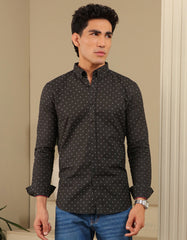 Black Basic Dotted Casual Shirt CS2444R-XL