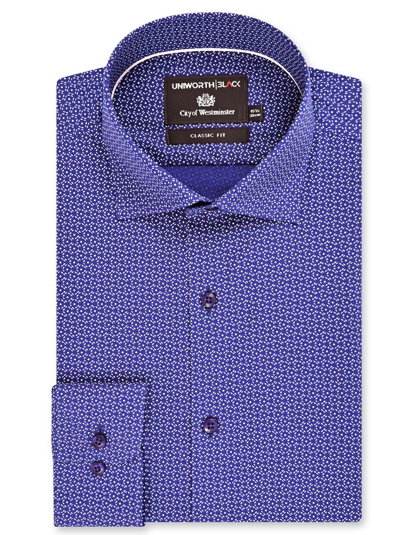 Printed D Blue Classic Fit Shirt FS868RF-14.5