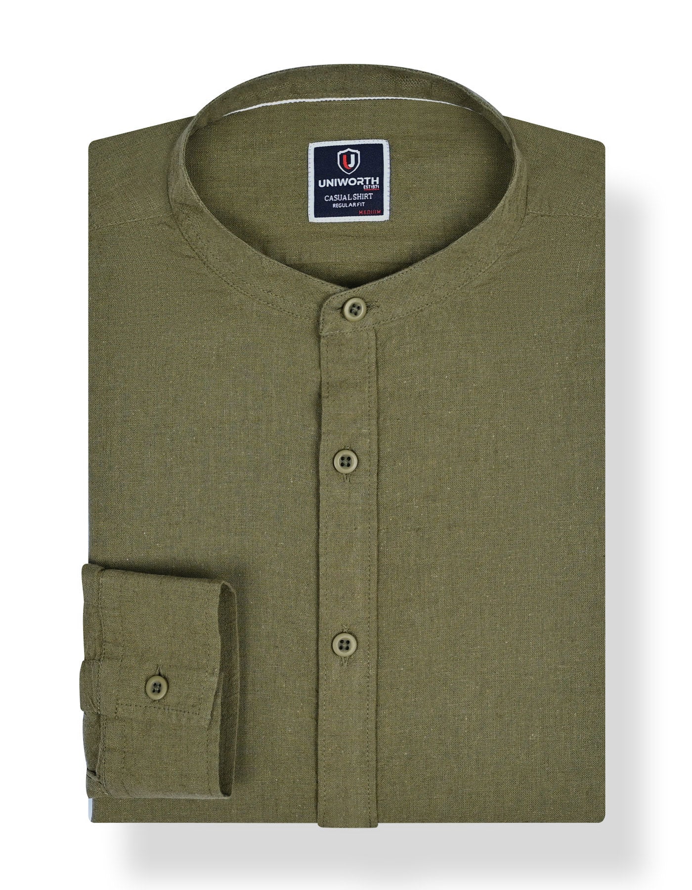 Olive Embriodery Plain Casual Shirt CS2371-1R-S