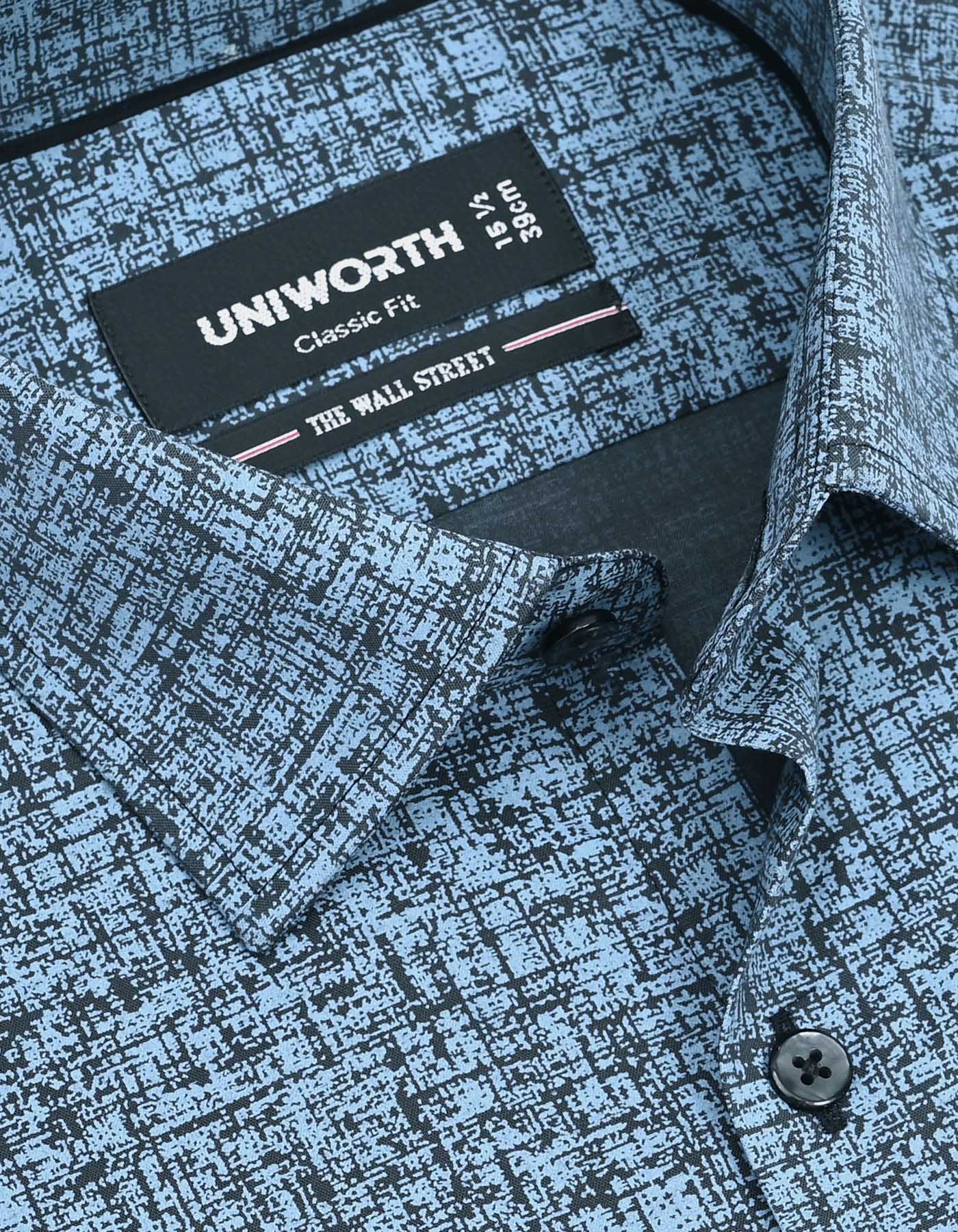 Printed Blue Classic Fit Shirt FS833-1RF-15