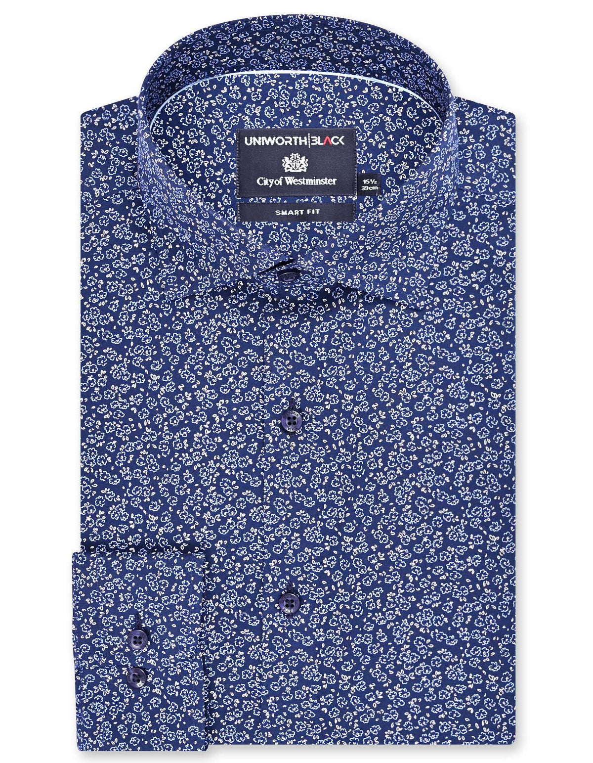 Printed Navy Tailored Smart Fit Shirt FS870-1SF-16