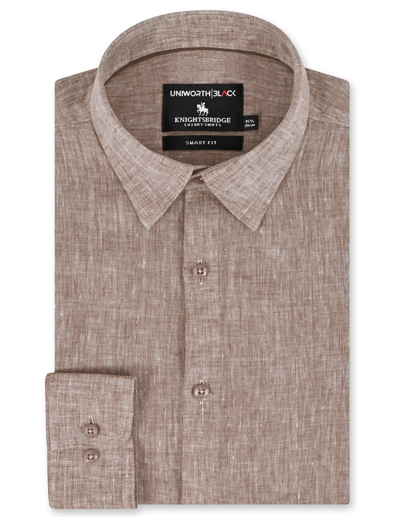 Plain L Brown Tailored Smart Fit Shirt FS2418-2SF-14.5