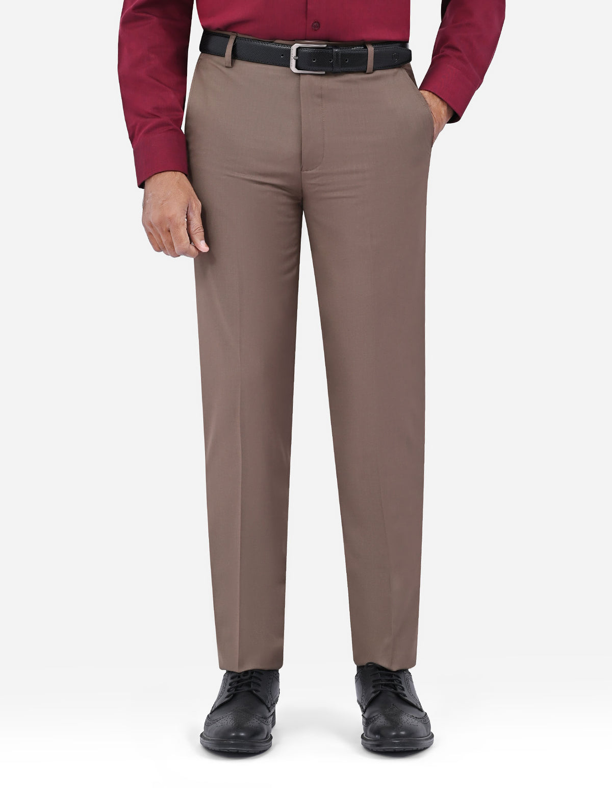 L Brown Plain Formal Trouser Classic Fit FT609-1C-30
