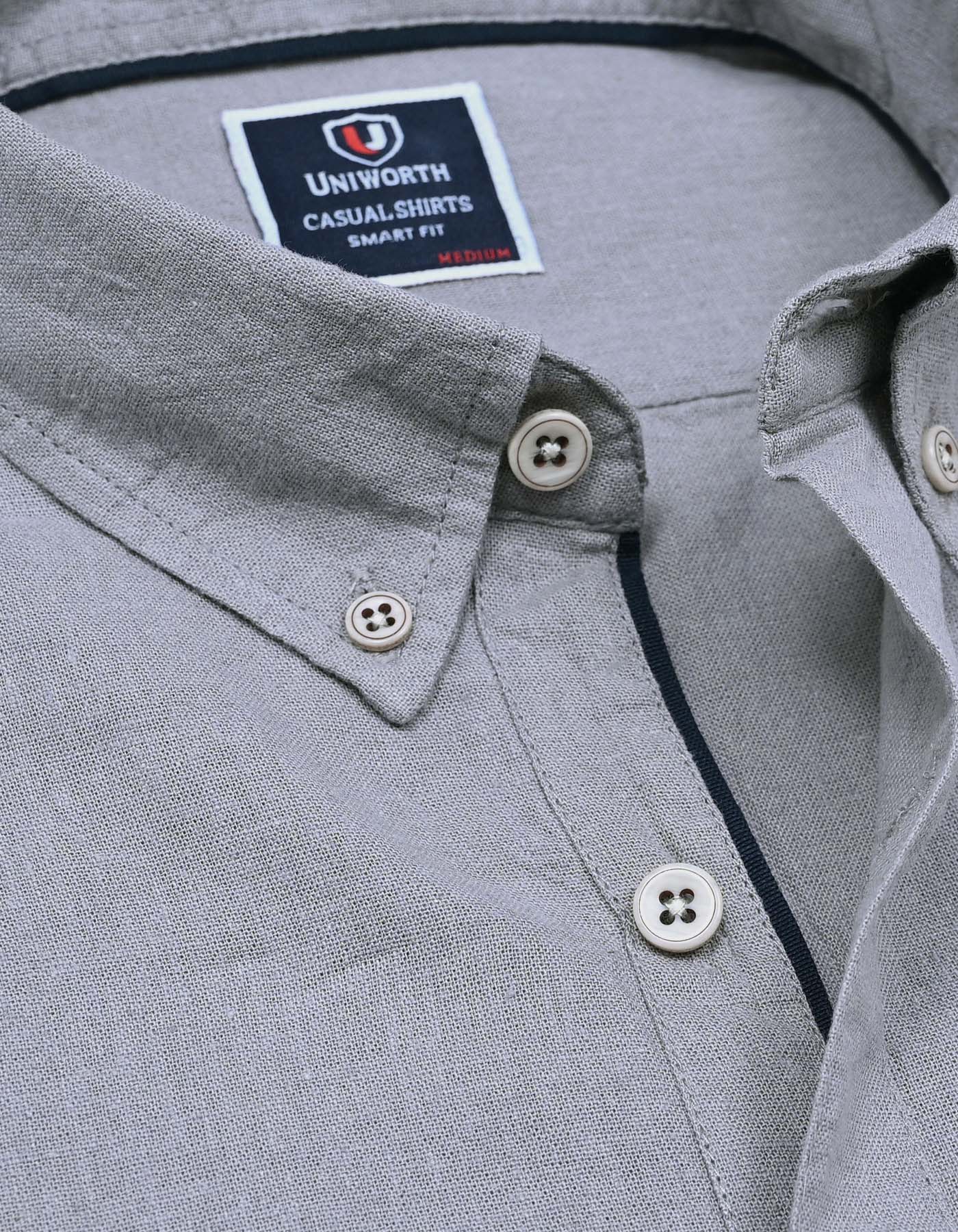 Grey Embriodery Plain Casual Shirt CS2370-1R-L