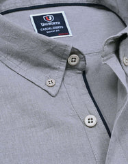 Grey Embriodery Plain Casual Shirt CS2370-1R-L