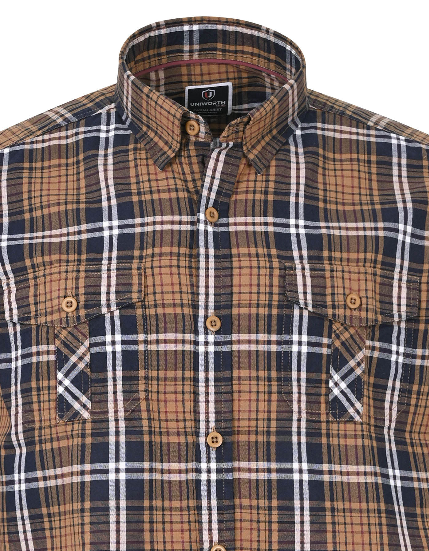 Navy Embriodery Check Casual Shirt CS2365-1R-XL