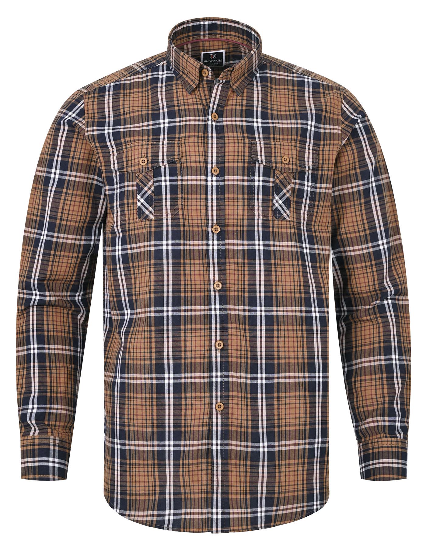 Navy Embriodery Check Casual Shirt CS2365-1R-M