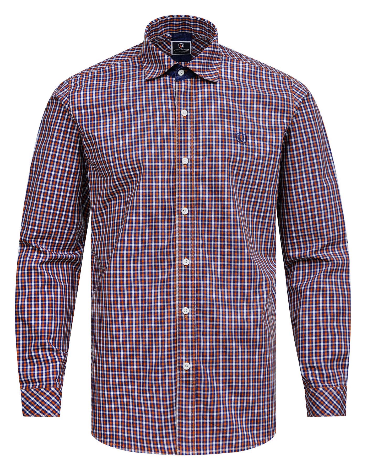 Rust Embriodery Check Casual Shirt CS2368-1R-M