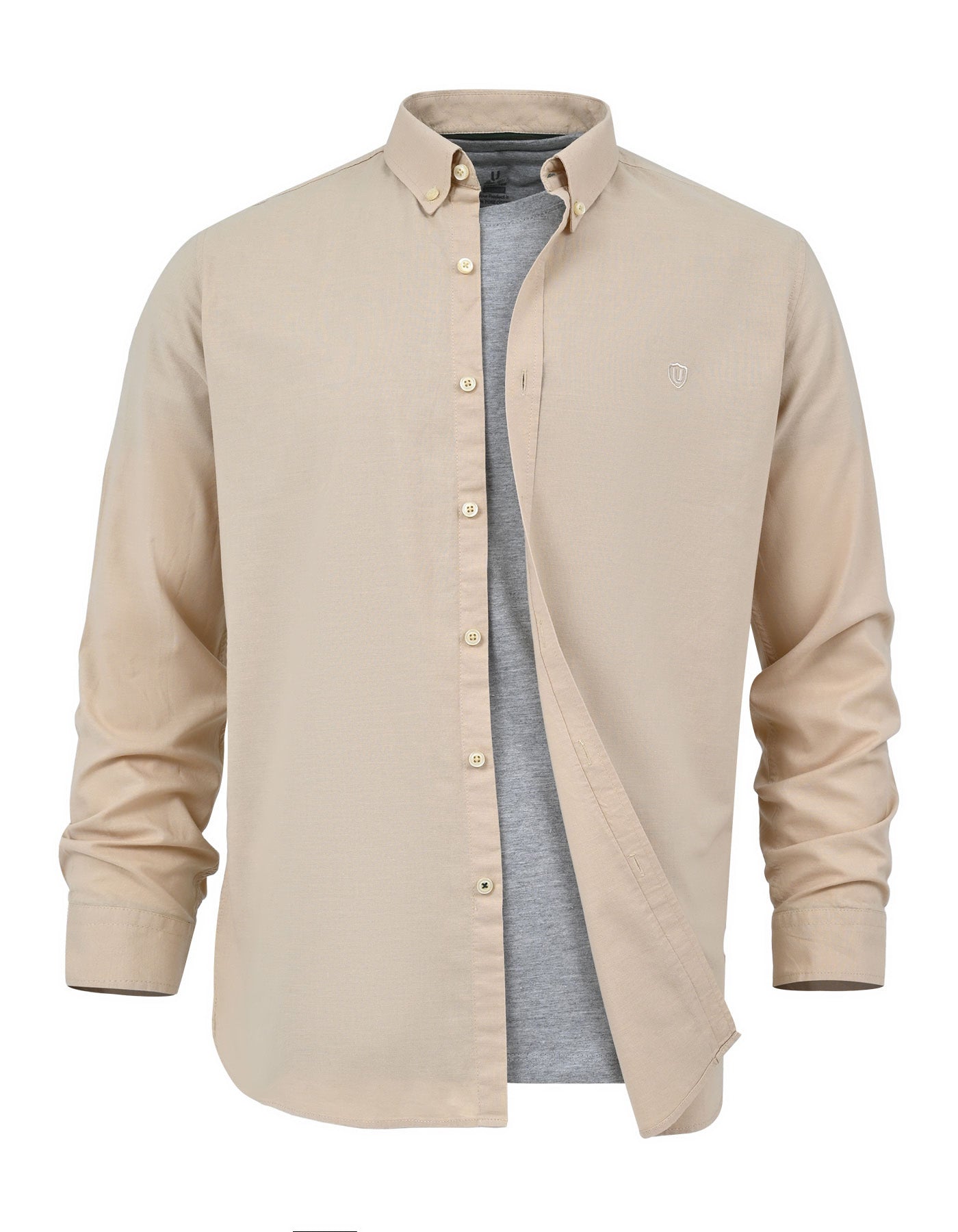 Beige Embriodery Plain Casual Shirt CS2418R-L