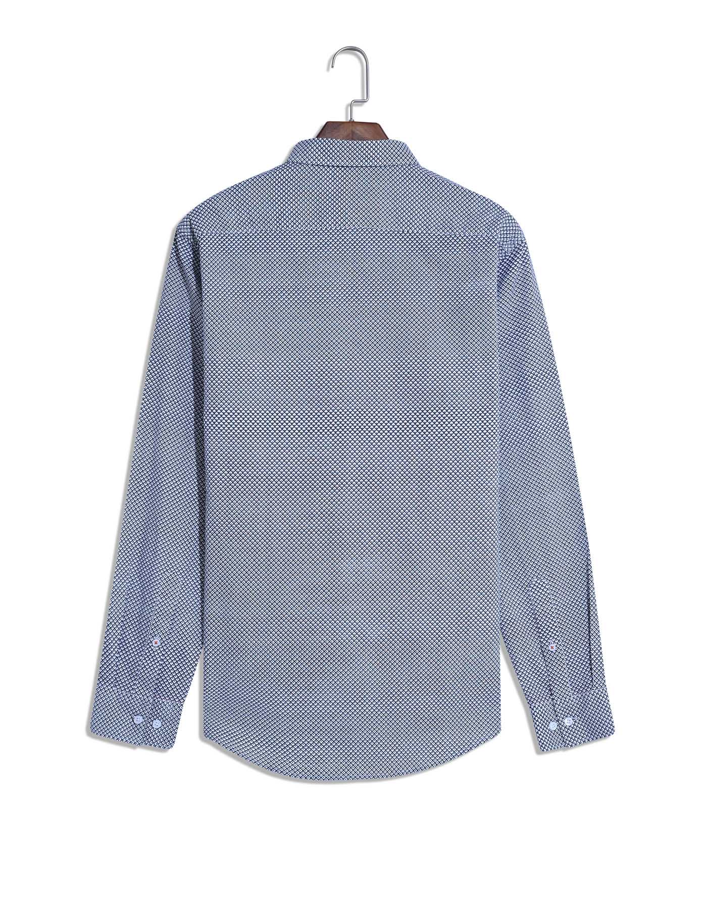 Blue Basic Geometric Casual Shirt CS2443R-XXL