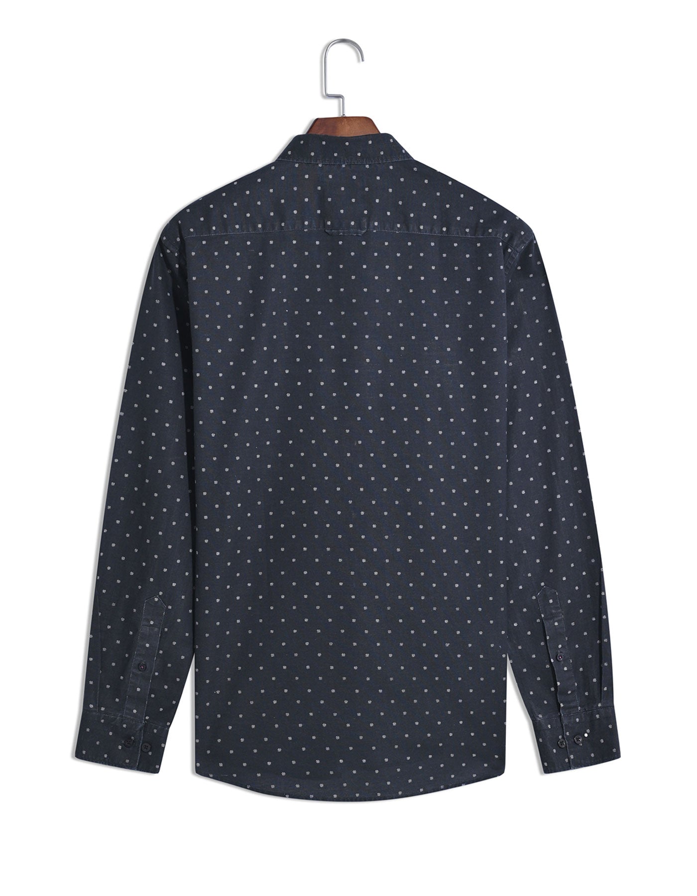 Black Dotted Regular Fit Casual Shirt