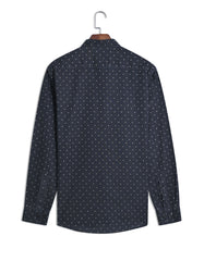 Black Dotted Regular Fit Casual Shirt